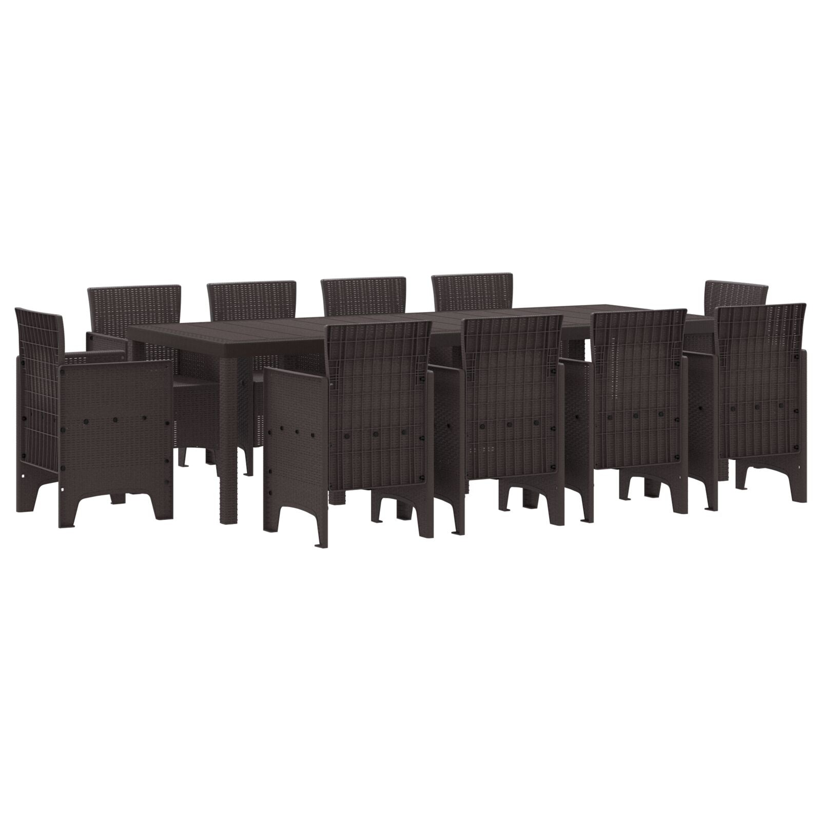 11-Teiliges Garten-Ess-Set Brauner Poly Rattan