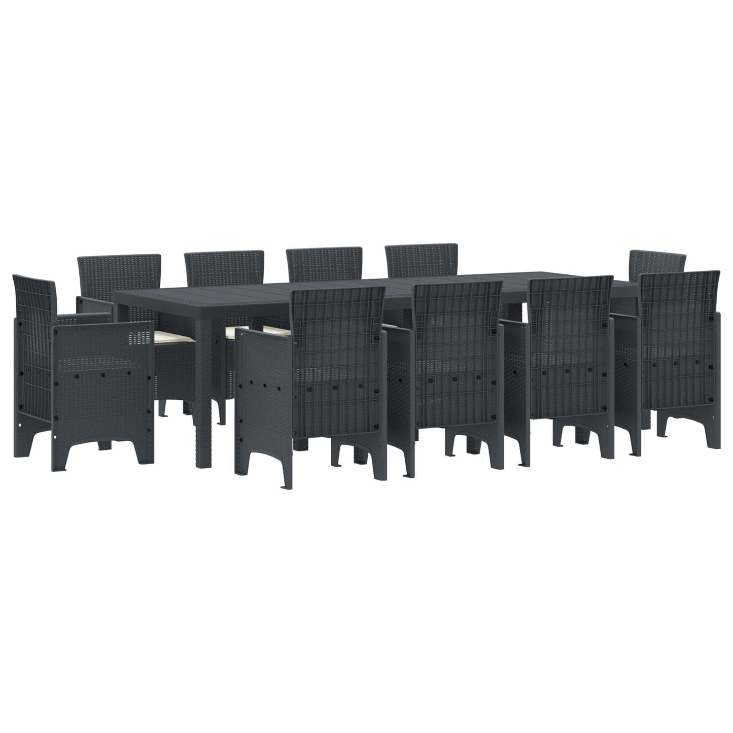 11-Teiliges Garten Essset Mit Kissen Anthrazit Poly-Rattan