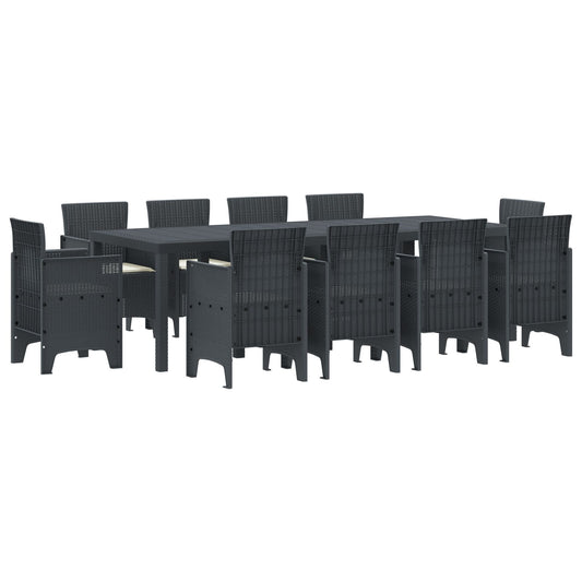 11-Teiliges Garten Essset Mit Kissen Anthrazit Poly-Rattan