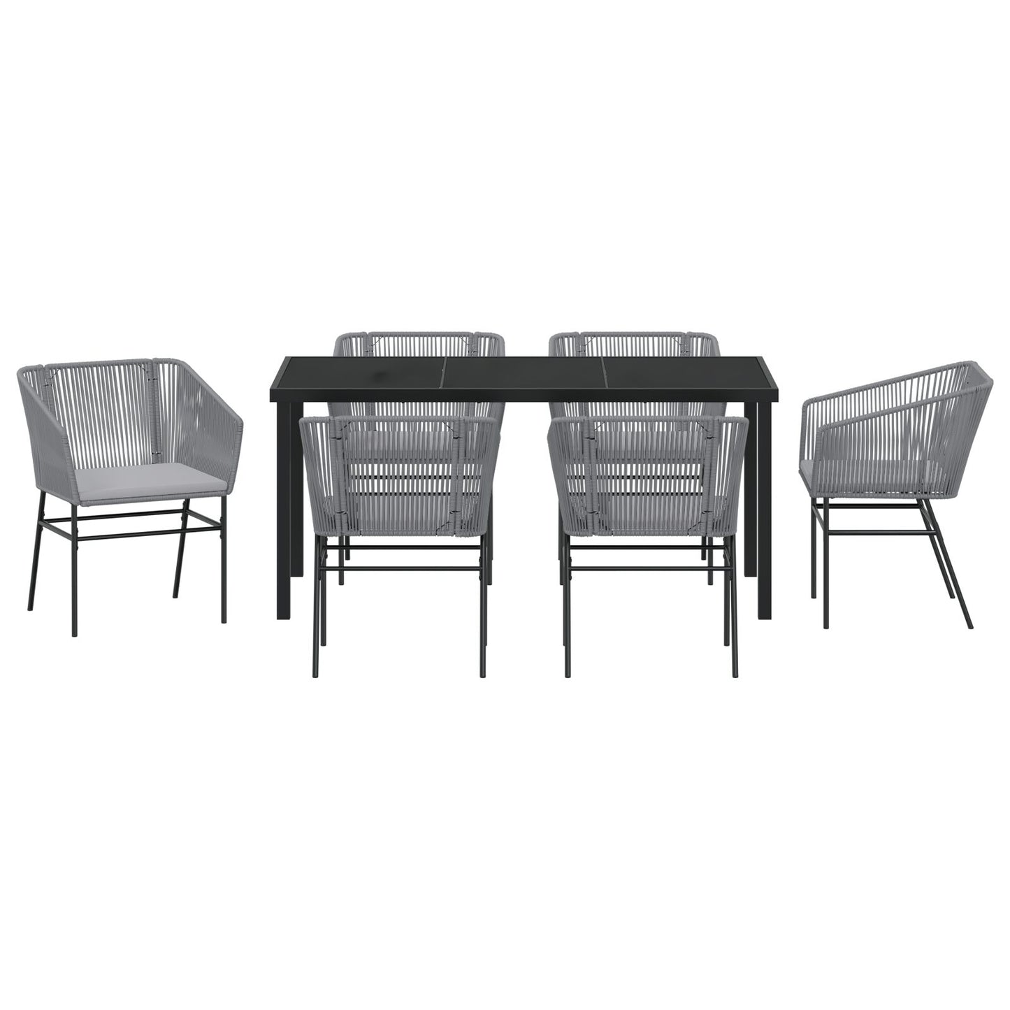 2-Teiliges Garten-Essset Mit Kissen Grau Poly-Rattan
