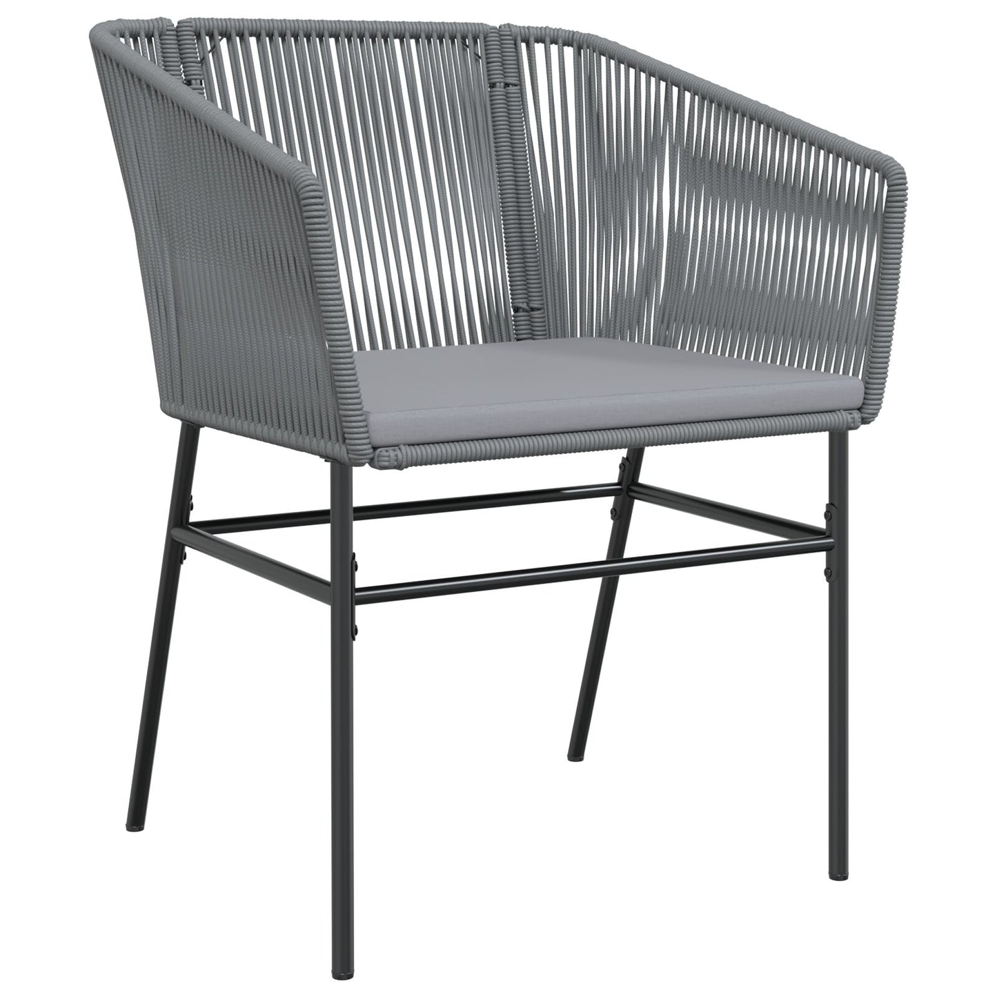 2-Teiliges Garten-Essset Mit Kissen Grau Poly-Rattan