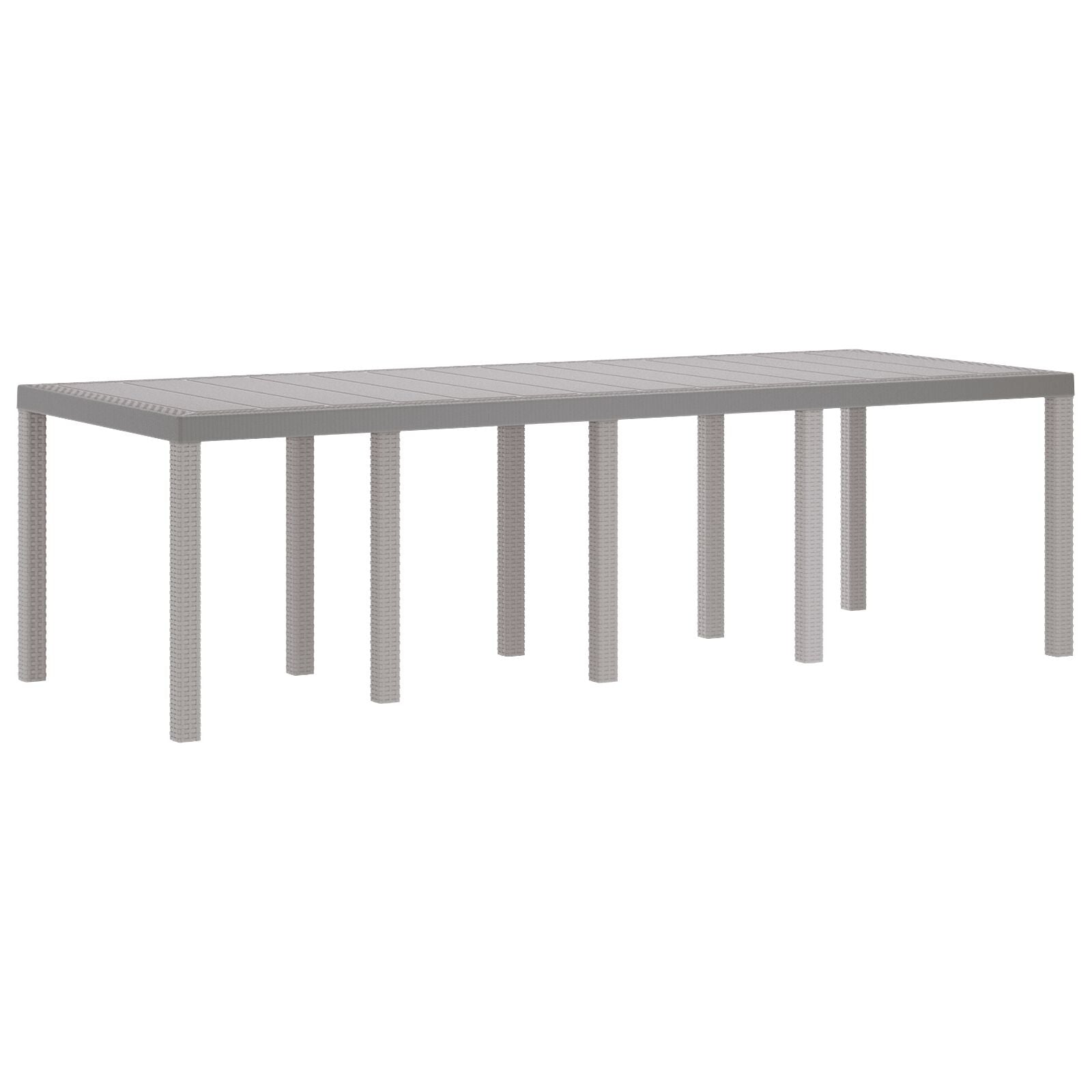 11-Teiliges Garten Esstisch Set Mit Kissen Hellgrau Poly-Rattan
