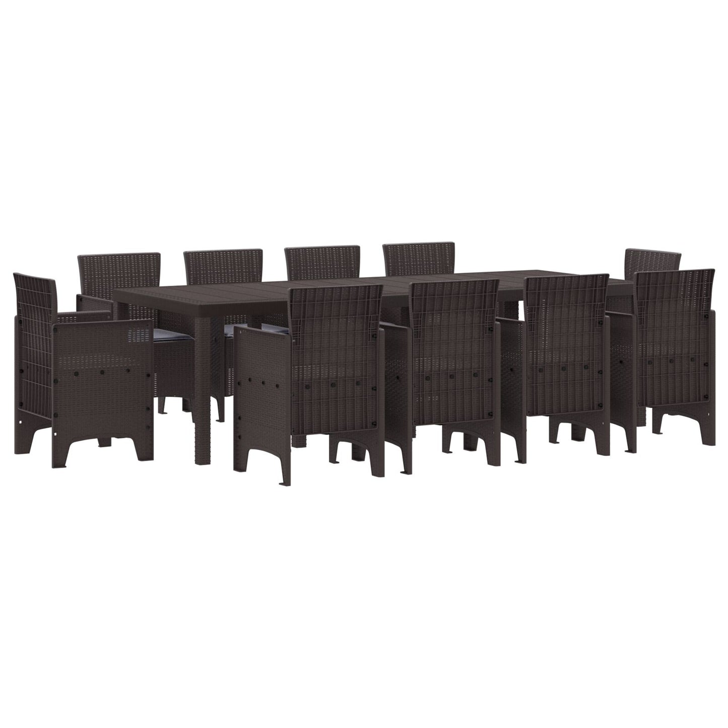 11-Teiliges Garten Essgruppe Mit Kissen Braun Poly Rattan