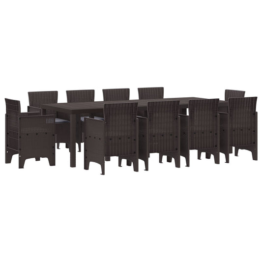 11-Teiliges Garten Essgruppe Mit Kissen Braun Poly Rattan