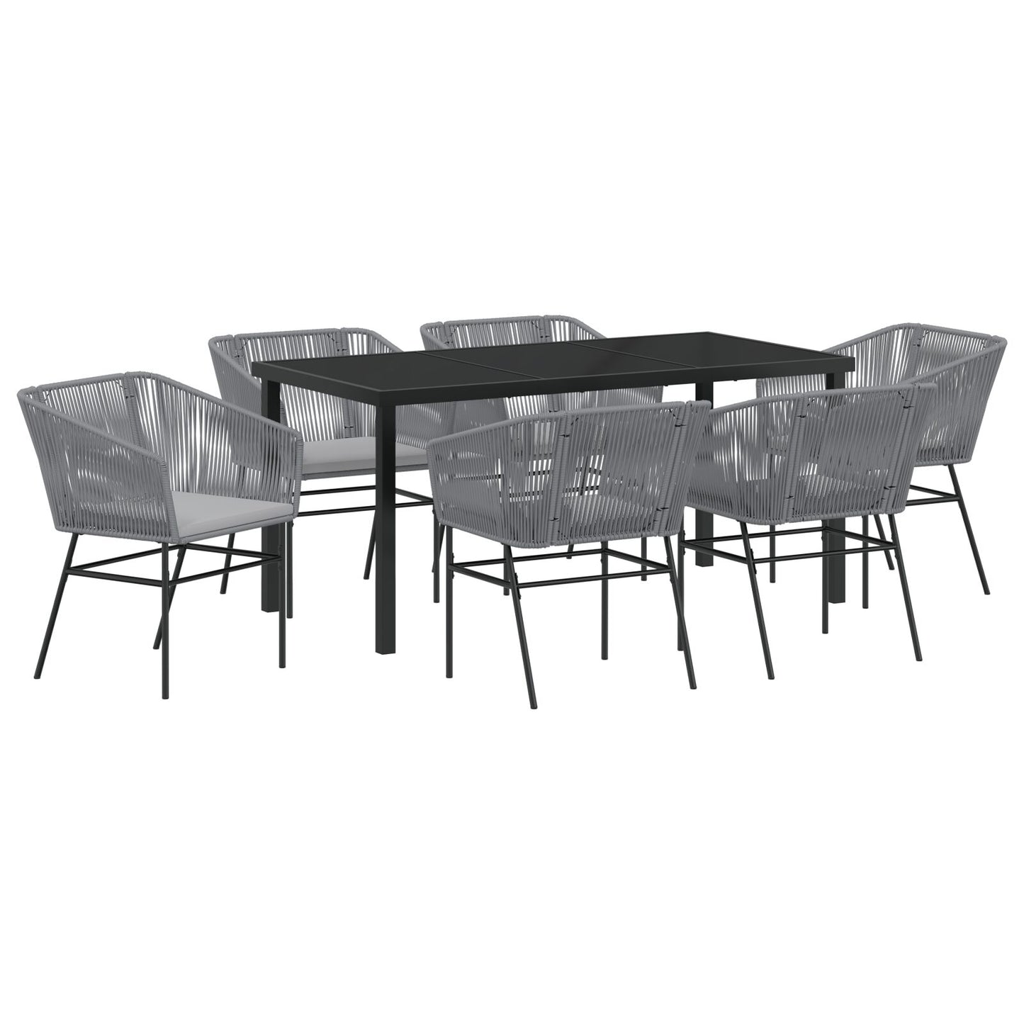 2-Teiliges Garten-Essset Mit Kissen Grau Poly-Rattan