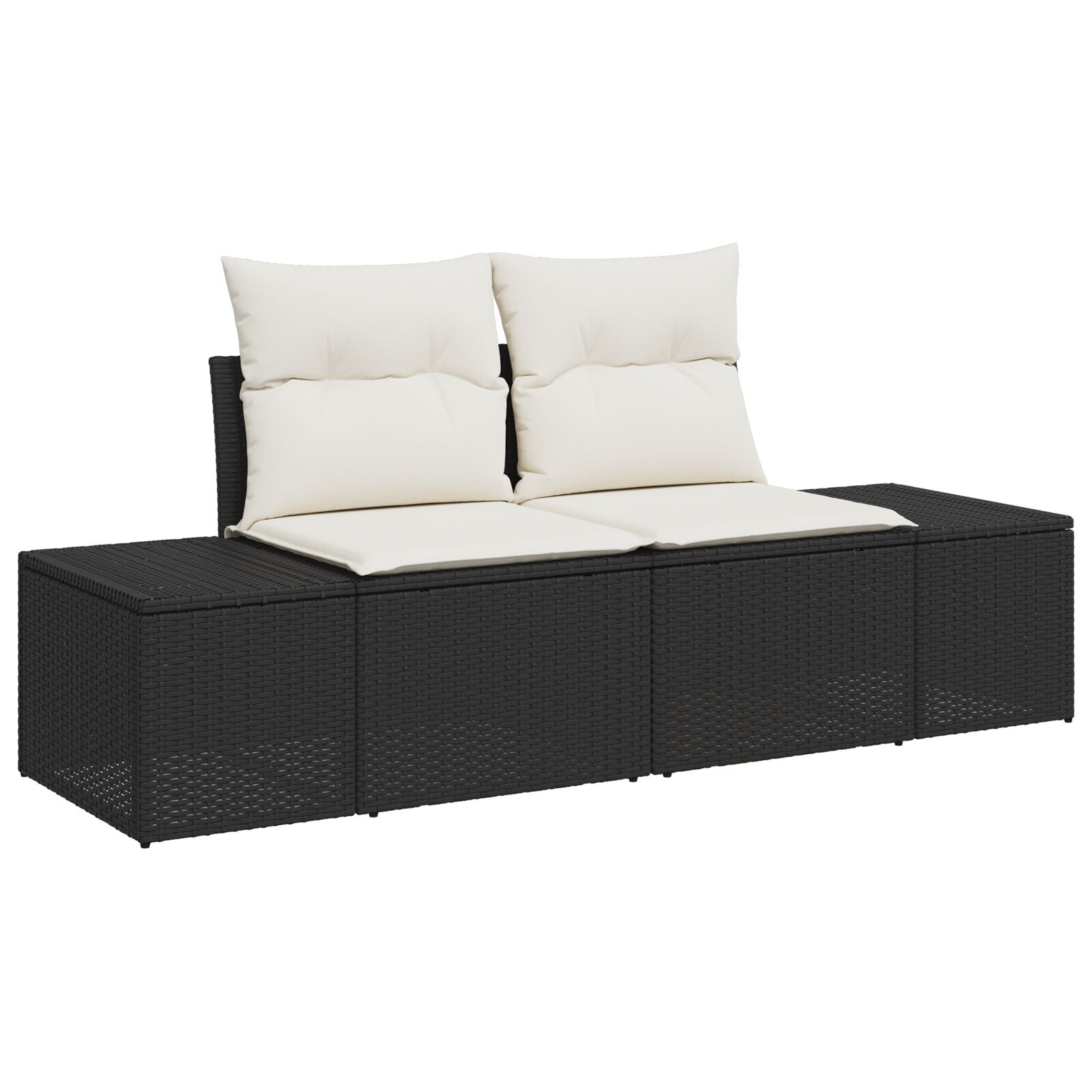 3 Teiliges Garten Sofa Set Mit Kissen Schwarz Poly Rattan