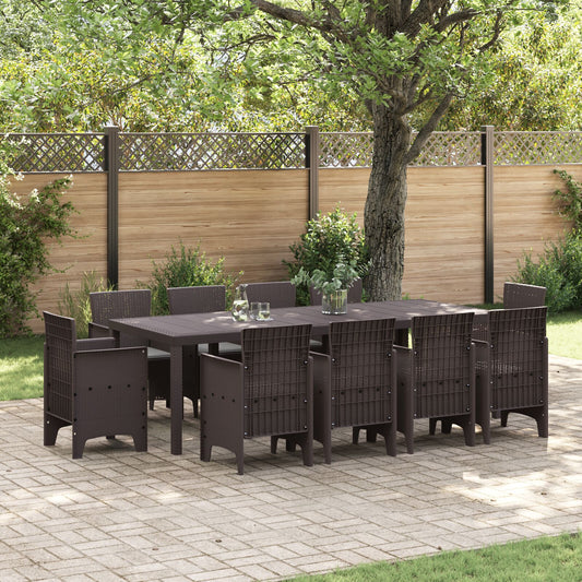 11-Teiliges Garten-Essset Mit Kissen Brauner Poly-Rattan