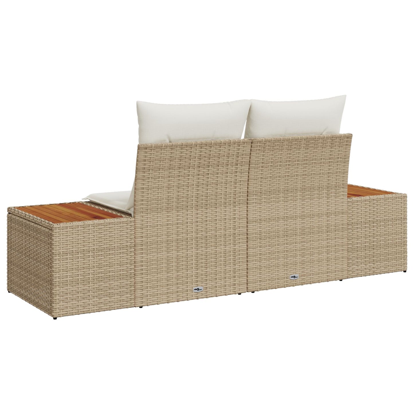 2-Sitzer Garten-Sofa Mit Kissen Beige Poly Rattan
