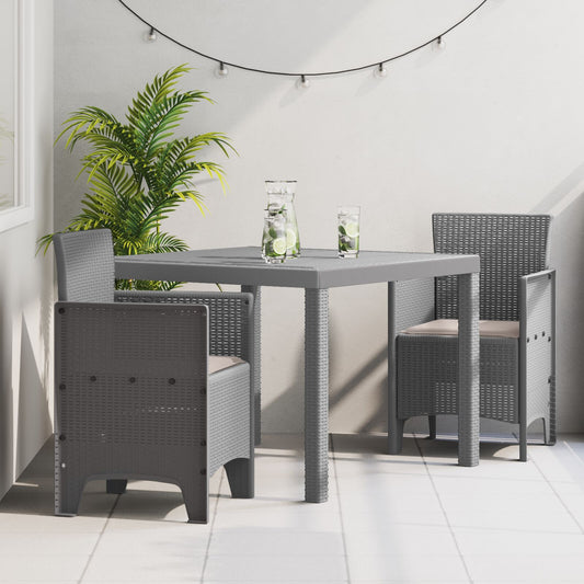 3-Teilige Garten Essgruppe Mit Kissen Helles Grau Poly-Rattan