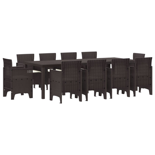 11-Teiliges Garten-Essgruppe Mit Kissen Braun Poly-Rattan