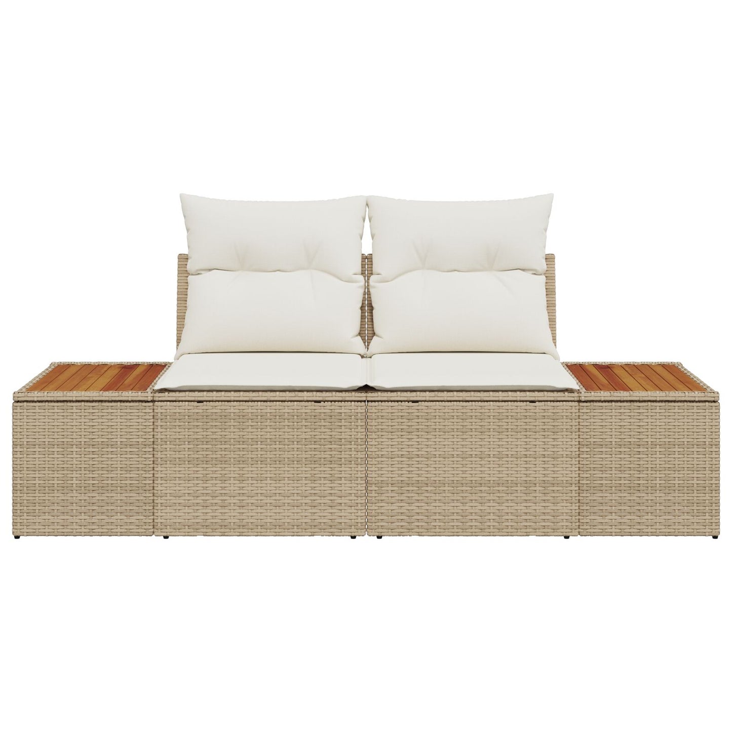 2-Sitzer Garten-Sofa Mit Kissen Beige Poly Rattan