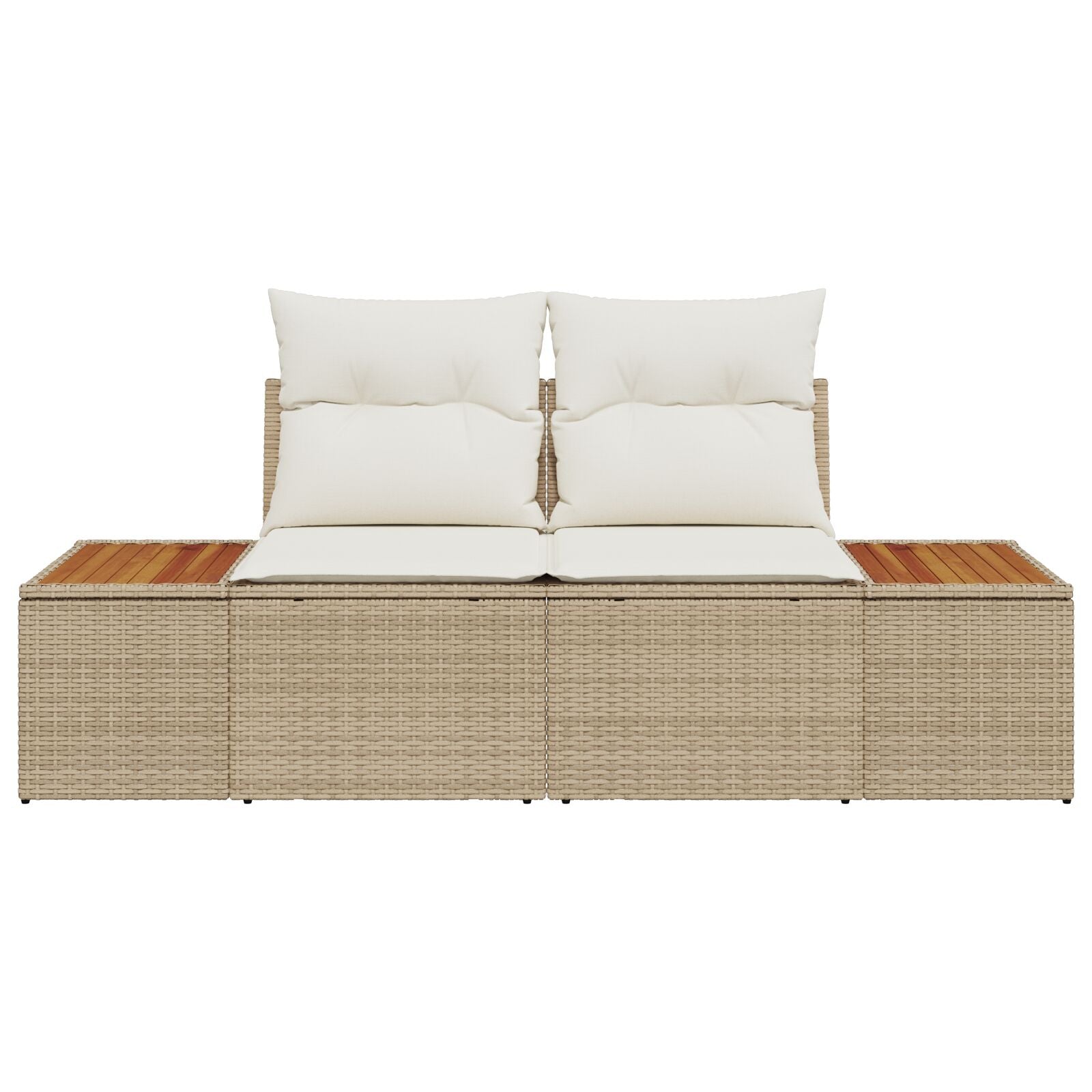 2-Sitzer Garten-Sofa Mit Kissen Beige Poly Rattan